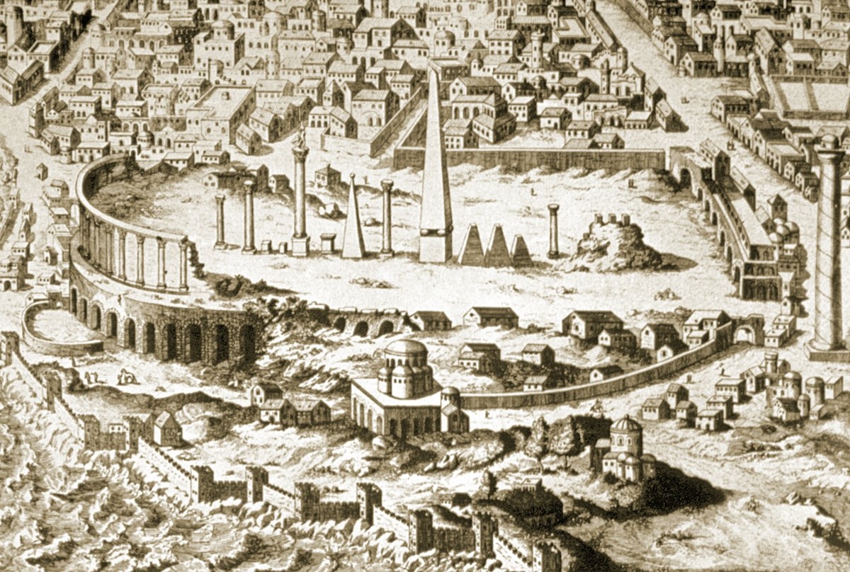 İstanbul’da Hipodrom ve çevresini gösterenXV. yüzyılın sonuna ait gravür (Onofrio Panvinio,De ludis circensibus, Venedik 1600)