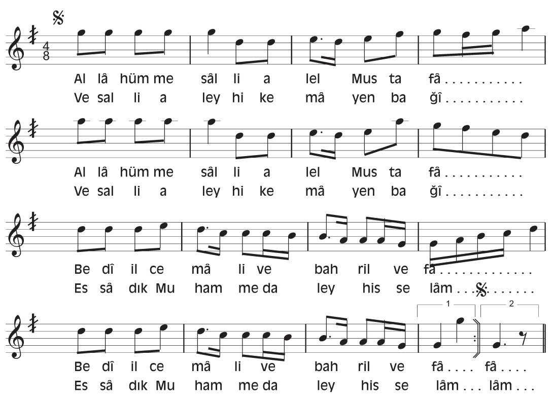 Mâhur makamındaki salâtü selâm