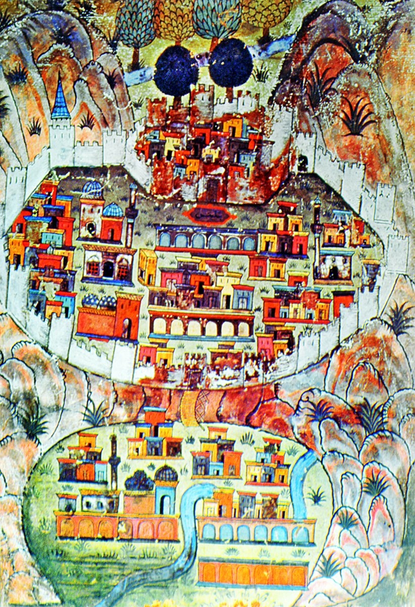 Bitlis’in XVI. yüzyıldaki durumunu gösteren bir minyatür (Matrakçı Nasuh, Beyân-ı Menâzil-i Sefer-i Irâkeyn, İÜ Ktp., TY, nr. 5964, vr. 100a)