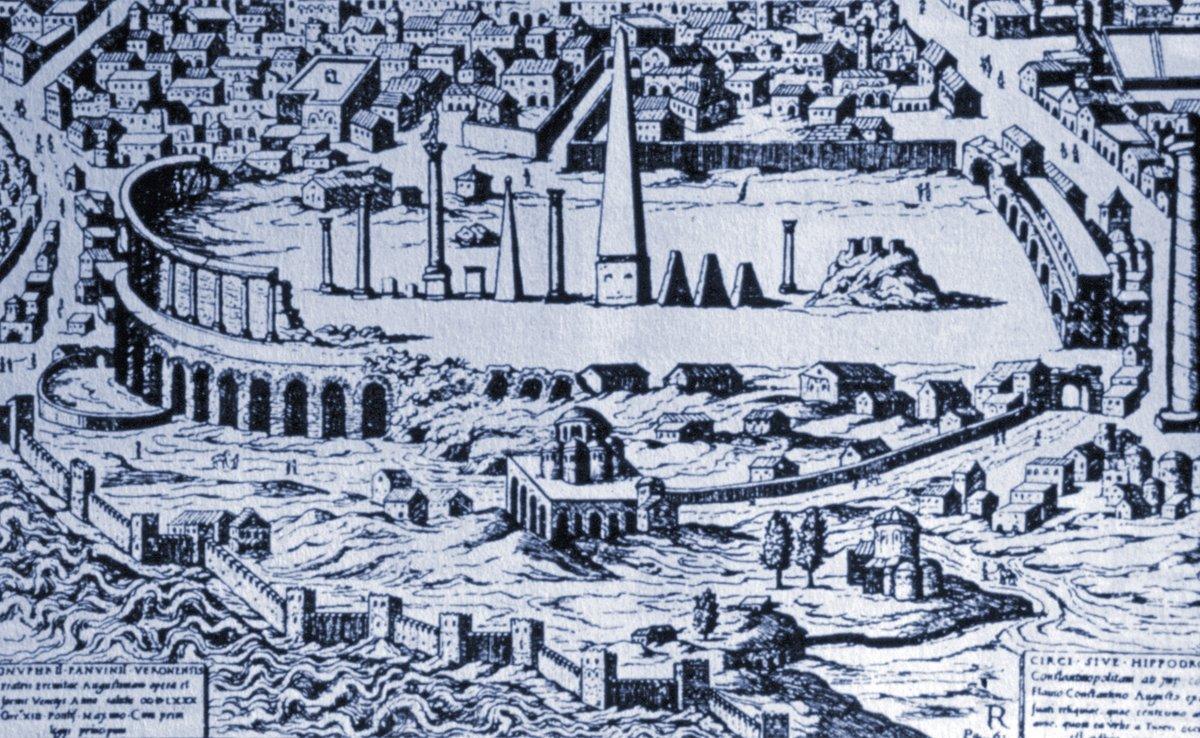 Aslının 1450’de yapıldığı tahmin edilen Veronalı Onufrio Panvinius’un kopya ederek 1699’da yayımladığı Atmeydanı’nın en eski gravürü