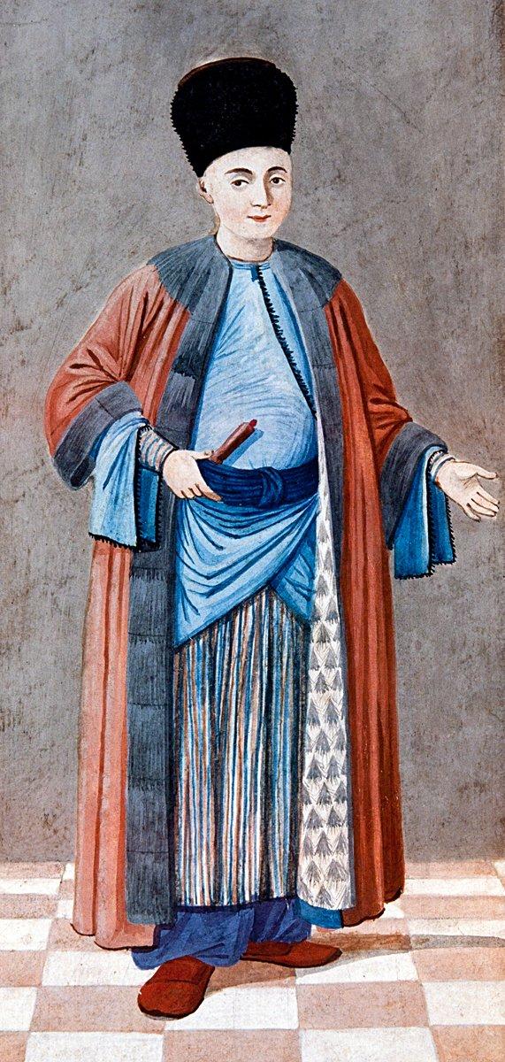 XVIII. yüzyılın ikinci yarısında Ermeni erkeğini tasvir eden resim (Enderunlu Fâzıl, Hûbannâme-Zenannâme, İÜ Ktp., TY, nr. 5502, vr. 43a)