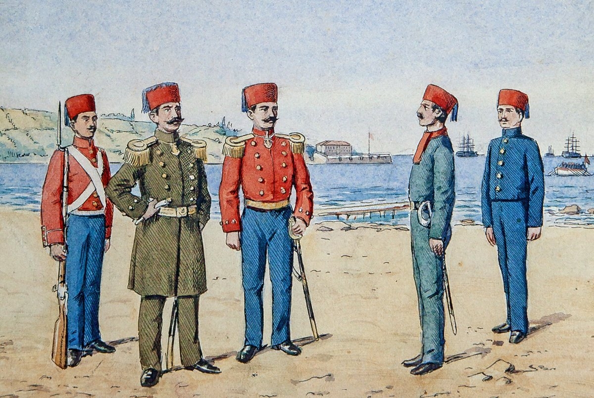 II. Mahmud devrinde bahriye kıyafetleri(Hasan Hüsnü Tengüz Albümü, İstanbul Deniz Müzesi, nr. 578, vr. 14a)