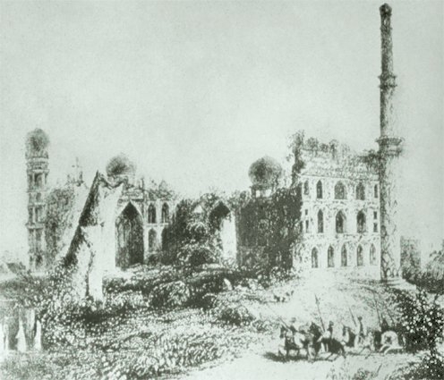 Mahmûd-ı Gâvân’ın öğretime açtığı medresenin XIX. yüzyılda yapılan gravürü (Islamic Heritage of the Deccan, s. 42)