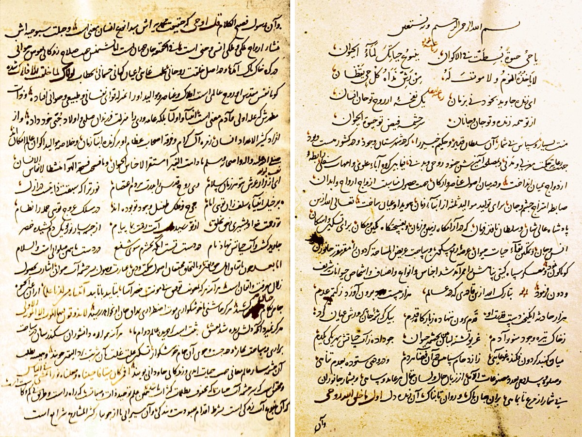 Demîrî’nin Ḥayâtü’l-ḥayevân adlı eserinin İdrîs-i Bitlisî tarafından Ḫavâṣṣü’l-ḥayevân adıyla yapılan tercümesinin ilk iki sayfası (TSMK, Revan Köşkü, nr. 1665)
