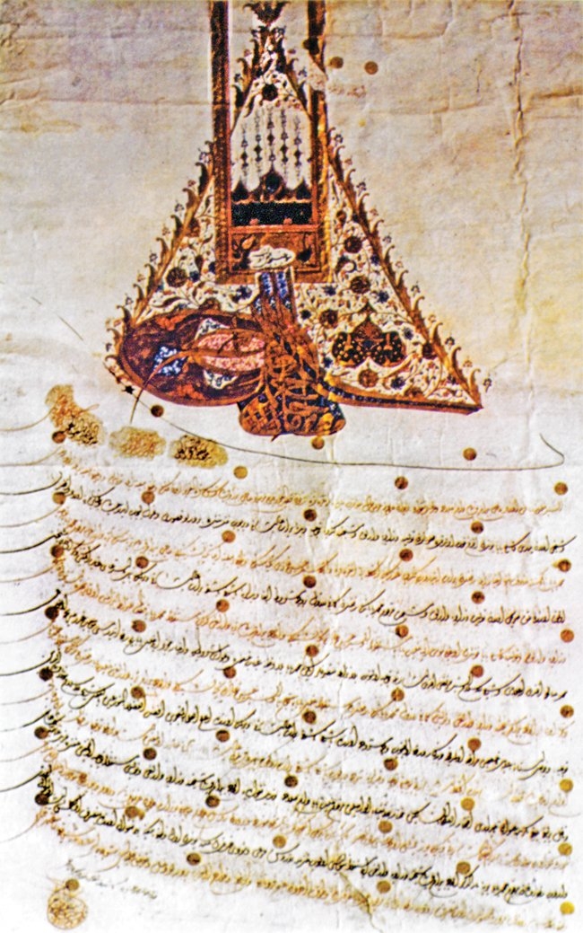 III. Mustafa’nın Hacı Bayrâm-ı Velî’nin torunlarından Halil Baba’nın şeyhliğe tayin edildiğini bildiren fermanı (Fuat Bayramoğlu arşivi)