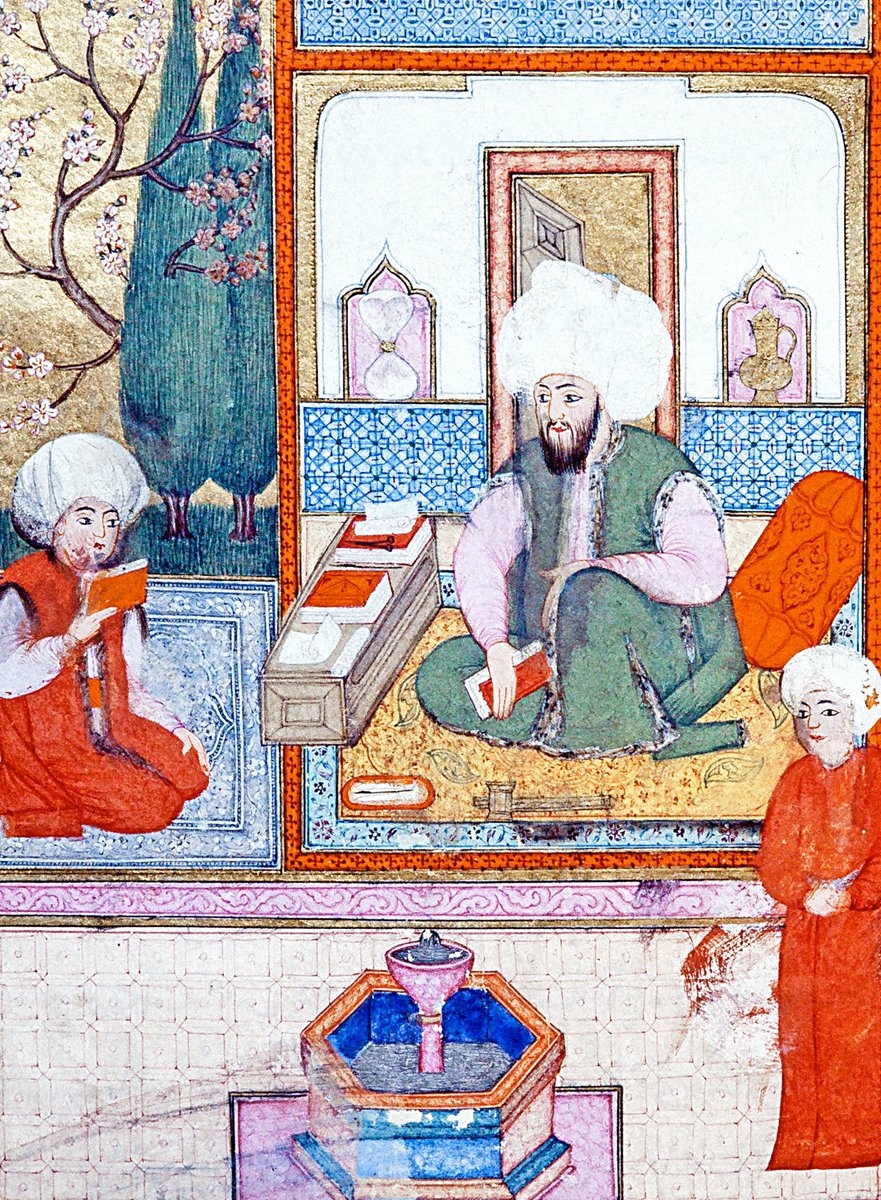 Divan şairlerinden Müslim Çelebi’nin meclisini gösteren bir minyatür (Âşık Çelebi, Tezkire, Millet Ktp., Ali Emîrî, Tarih, nr. 772, vr. 338a)