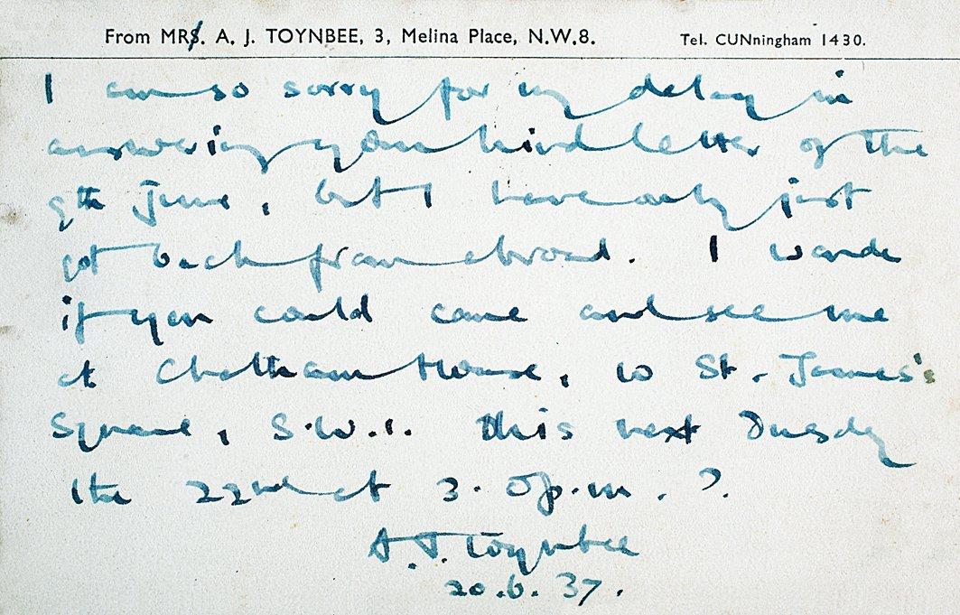 Arnold J. Toynbee’nin el yazısı ve imzası(Abdullah Uçman koleksiyonu)