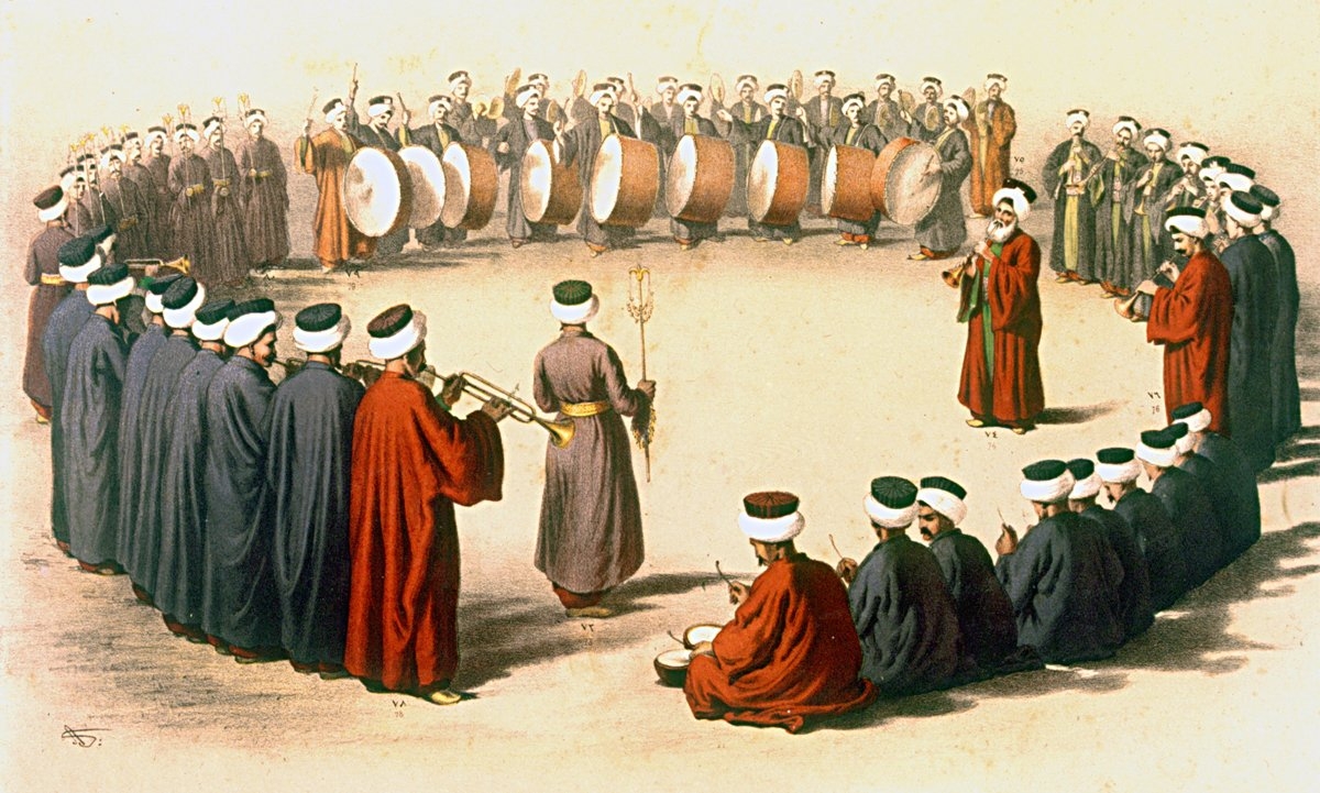 Osmanlılar’da mehter takımını gösteren bir resim (Ârif Mehmed Paşa, Mecmûa-i Tesâvîr-i Osmâniyye, İstanbul 1279)