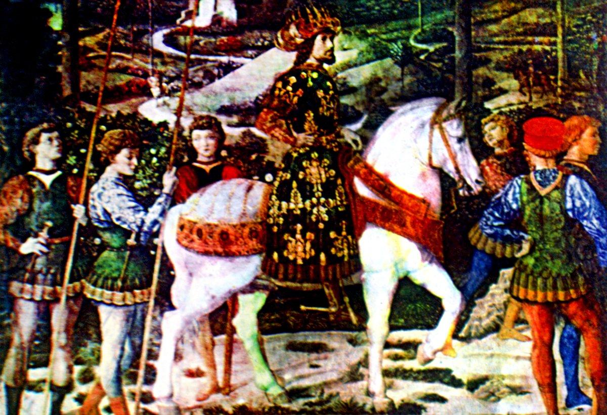 Floransa Medici Sarayı duvarına Benezzo Gozzoli tarafından yapılmış “Magi Alayı” adlıfresko resimden alınan bir detaydaVIII. Ioannes Palaiologos