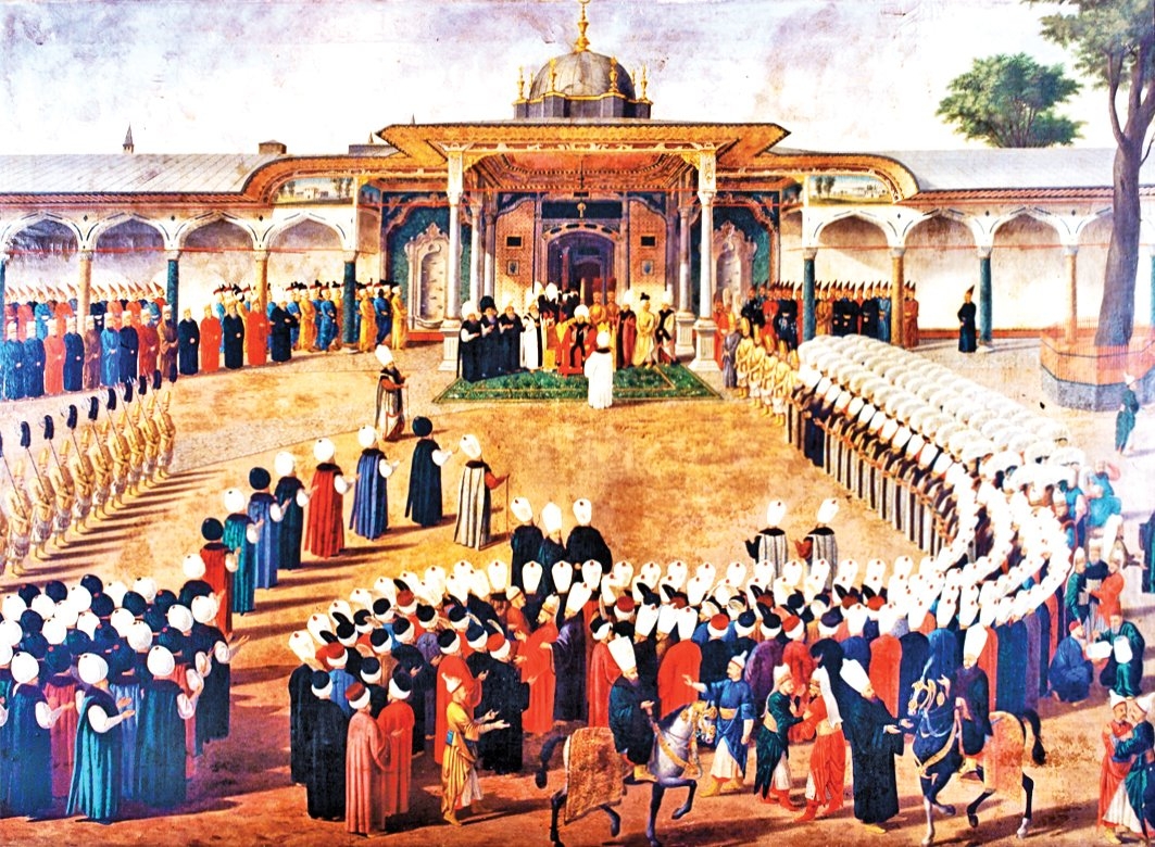 III. Selim zamanında Topkapı Sarayı Bâbüssaâde önünde yapılan bir bayram alayını gösteren yağlı boya tablo (TSM, Padişah Portreleri Salonu)