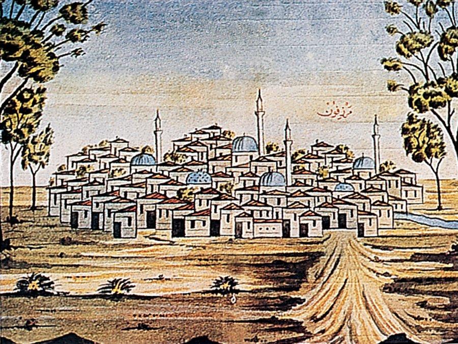 Bozoklu Osman’ın Musavver İran Sefâretnâmesi’nde Merzifon’u gösteren resmi (Millet Ktp., Tarih, nr. 822, vr. 42b-43a)