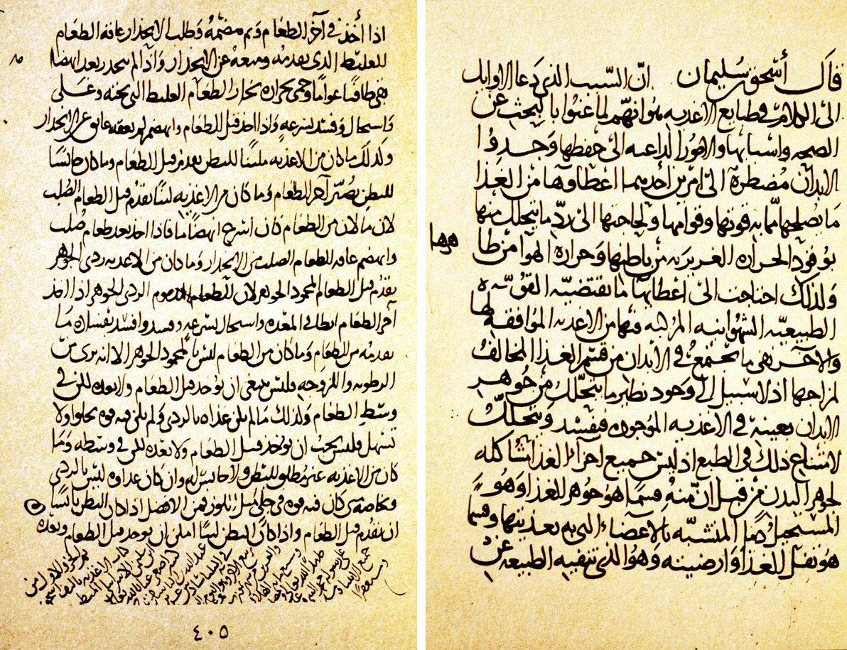 İshak b. Süleyman el-İsrâîlî’nin Kitâbü’l-Aġẕiye adlı eserinin I. cildinin ilk ve son sayfaları (Süleymaniye Ktp., Fâtih, nr. 3604)