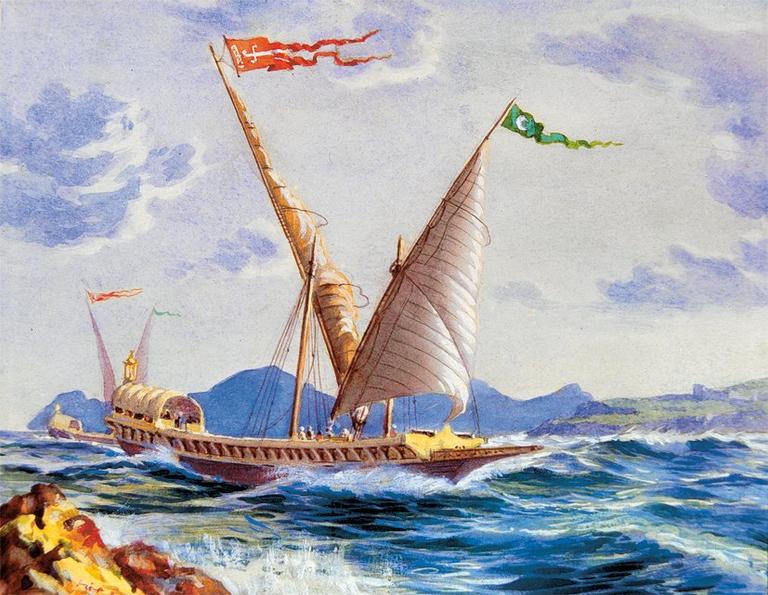 Bir Osmanlı kadırgasını tasvir eden resim(Hüsnü Tengüz Albümü, İstanbul Deniz Müzesi,nr. 578, vr. 4a)