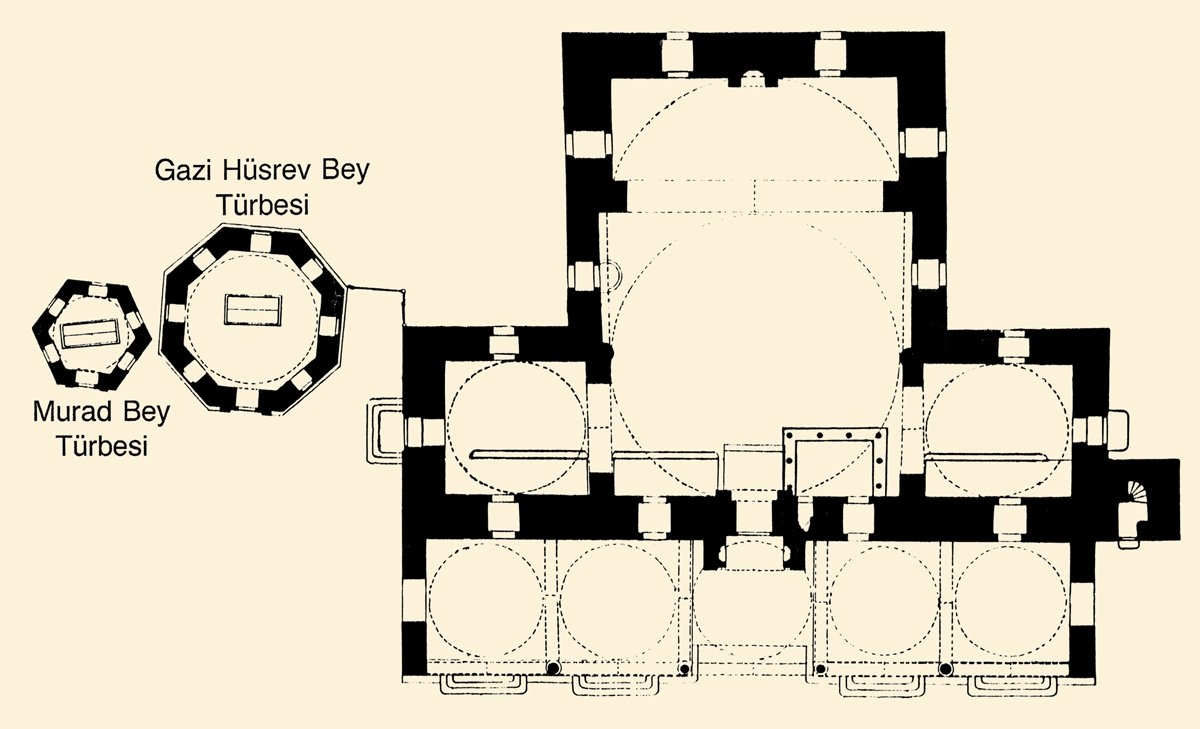 Gazi Hüsrev Bey Camii ve türbelerinin planı