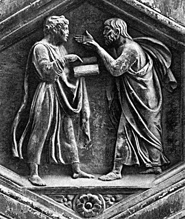 Luca Della Robbia’da Eflâtun ve Aristo’yu gösteren bir kabartma – Floransa/İtalya