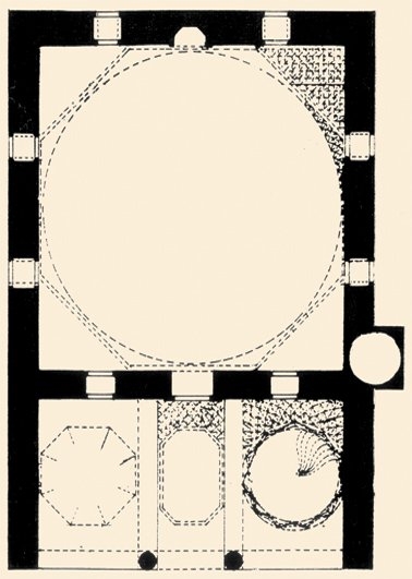 Köstendil Fâtih Camii’nin planı (Ayverdi, Avrupa’da Osmanlı Mimârî Eserleri IV, s. 166, rs. 86)