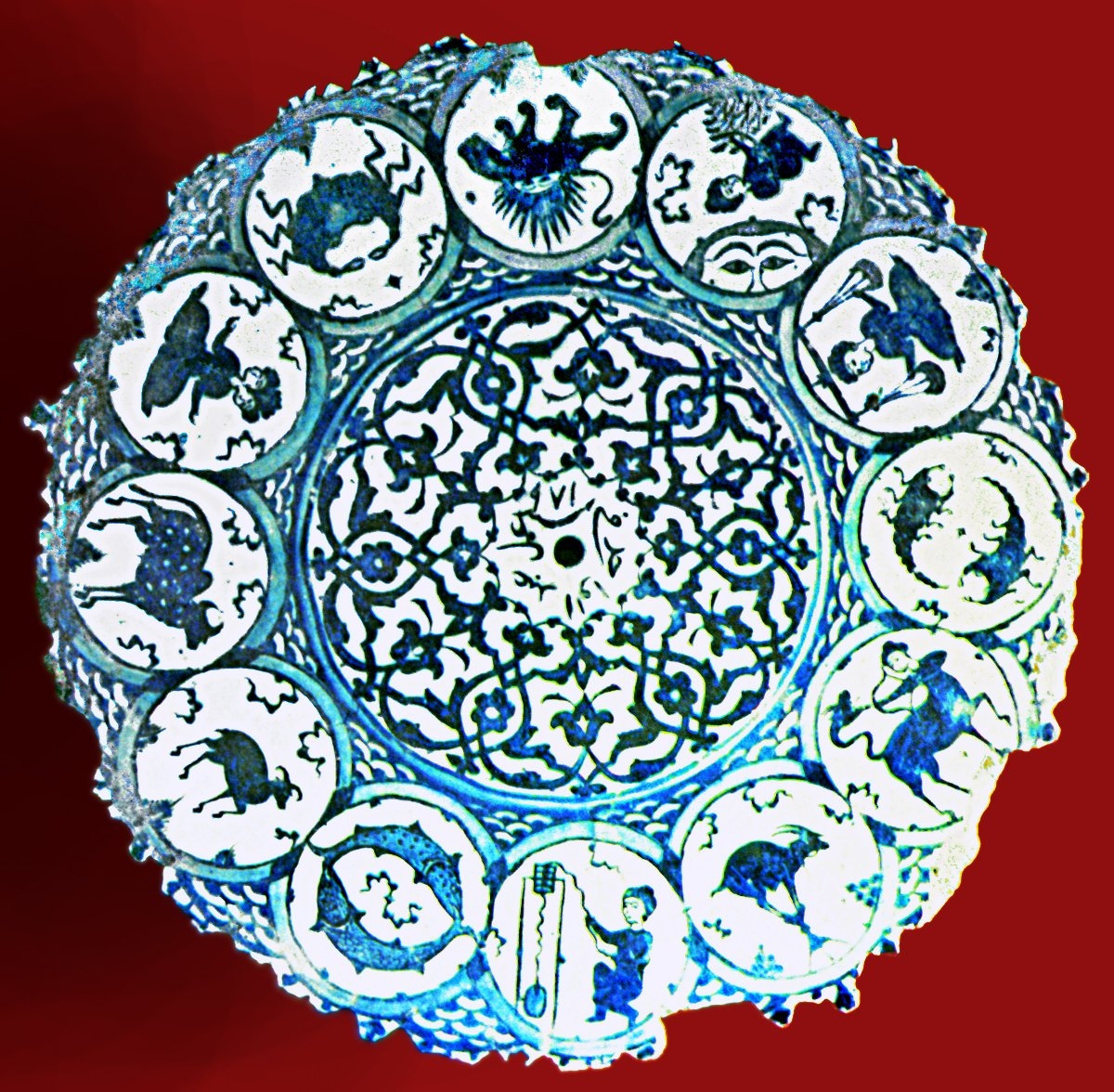 Üzerinde burç tasvirleri bulunan çini tabak(İslâm Sanatları Müzesi – Berlin)