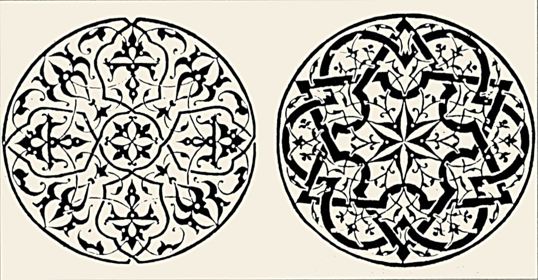 Pellegrino’nun hazırladığı madalyon kompozisyonlarında bitki süslemeleriyle zenginleştirilmiş geometrik geçmeler(Brockhaus Konversations-Lexikon, I, 781)