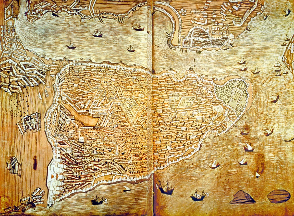 XVI. yüzyılda İstanbul’u gösteren bir minyatür (Seyyid Lokmân, Hünernâme, I, TSMK, Hazine, nr. 1523, vr. 158b-159a)