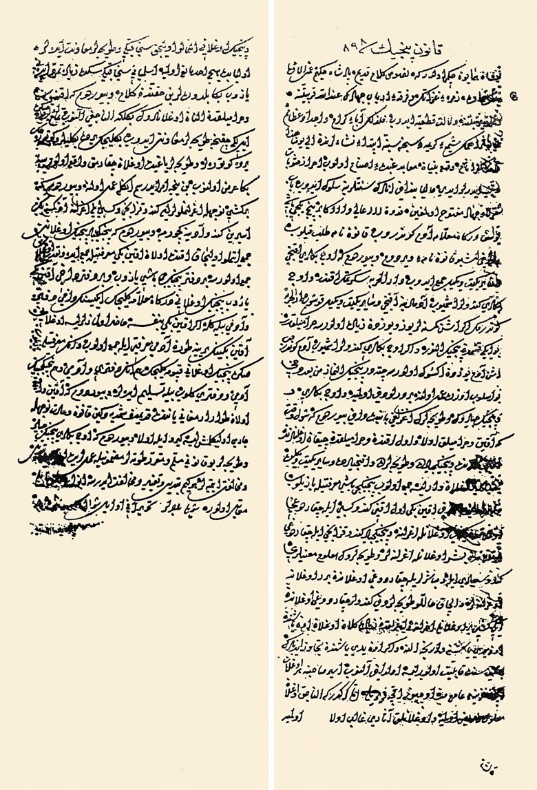 898 (1493) tarihli Pencik Kānunnâmesi (Paris Bibliothèque Nationale, Ms. Turc, nr. 81, vr. 97a-b)