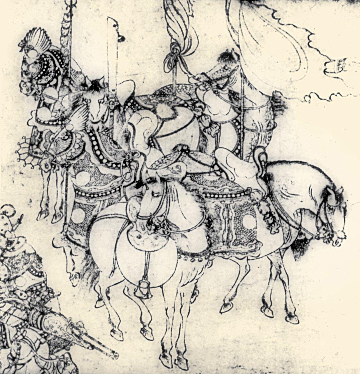 XI. yüzyıla ait bir Çin resim rulosundaki at tasvirleri (Tayvan Müzesi)