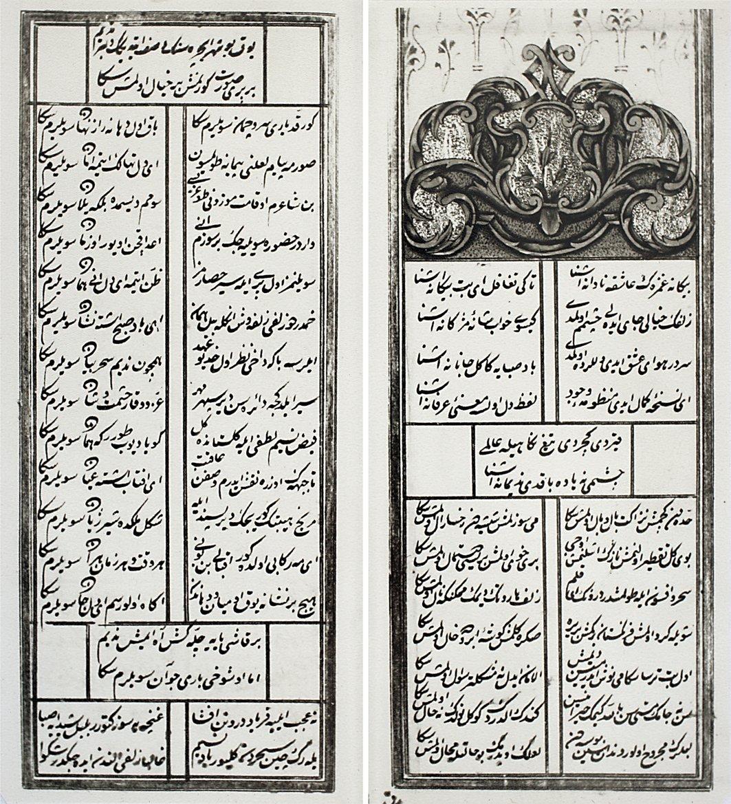 Dîvân-ı Nedîm’in ilk iki sayfası (TSMK, Hazine, nr. 1000)
