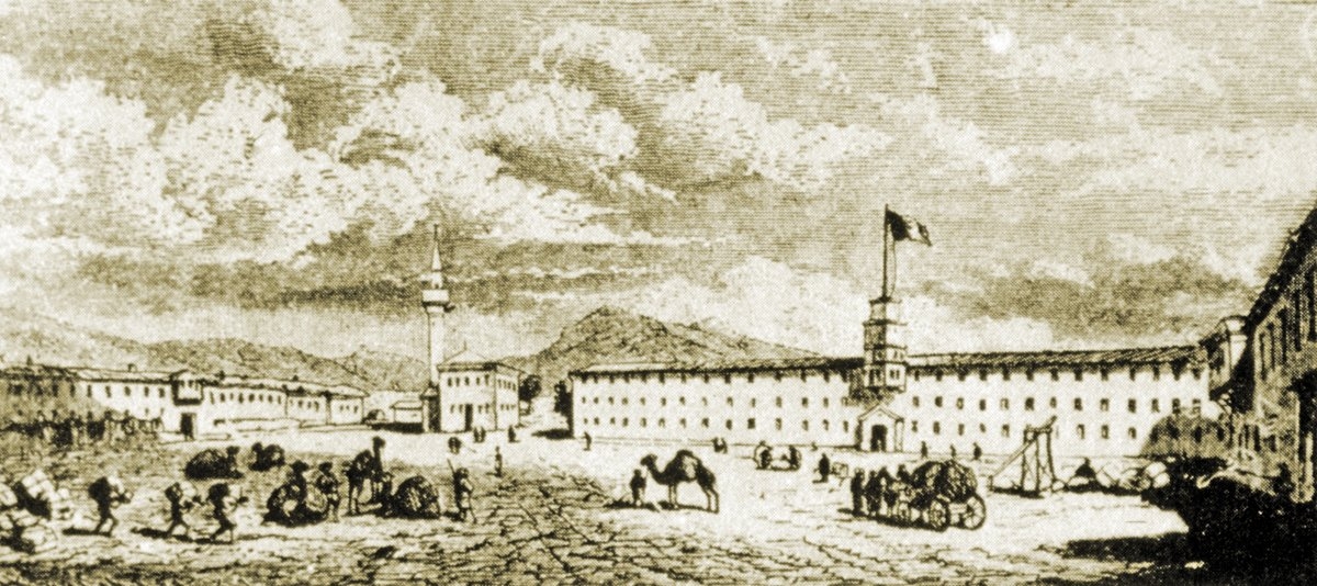 İslimye’de Sultan II. Mahmud devrinde kurulan dokuma fabrikasını gösteren bir gravür