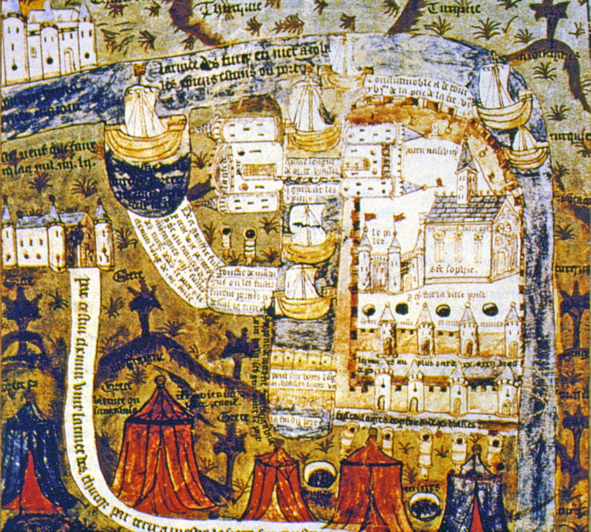 Anonim bir Fransız kroniğinde İstanbul’un fethini tasvir eden minyatür (Paris Bibliothèque Nationale, Fr., nr. 6487, vr. 21a)