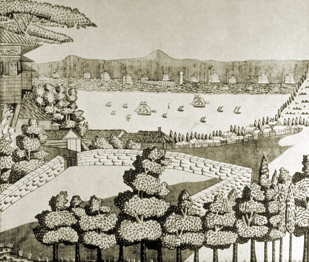 Haliç ve İstanbul’un yazma kumaş üstündeki görünümü (Celal Esad Arseven, L’Art turc, s. 277)