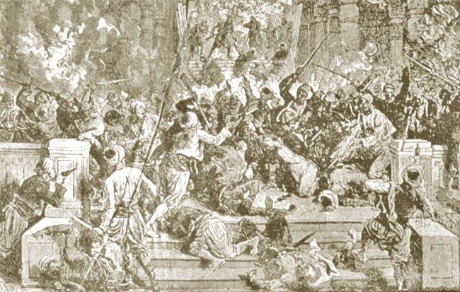 Çırağan Vak‘ası’nda bir çatışma anını tasvir eden resim (Le Monde Illustré, Paris 8 Haziran 1878)