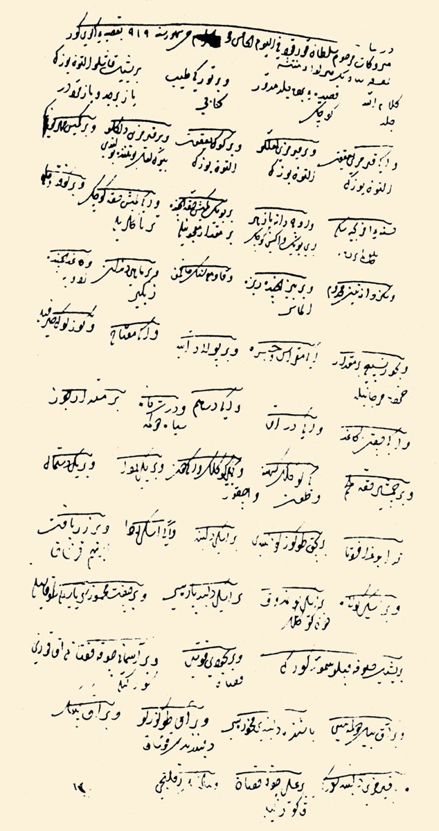 Emet kasabası yakınlarında boğdurulan Şehzade Korkut’un yanında bulunan eşyalarının kayıt defteri (Uzunçarşılı, rs. 9)