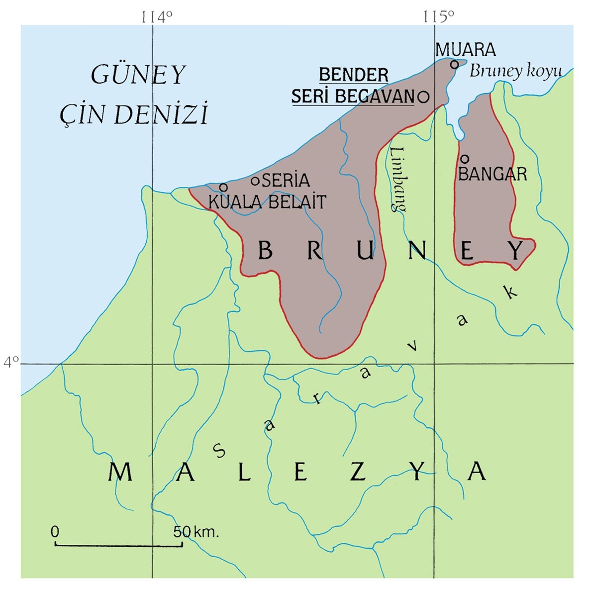 1992 yılına ait Bruney haritası