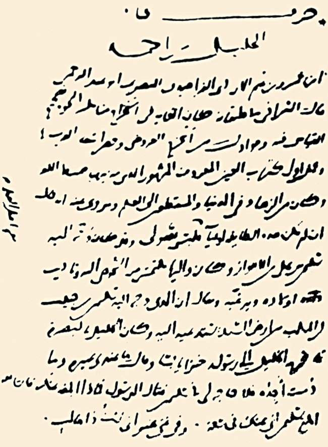 Süyûtî’nin müellif hattıyla yazılmış Tuḥfetü’l-edîbbi-nüḥâti Muġni’l-lebîb adlı eserinden bir sayfa(Millet Ktp., Feyzullah Efendi, nr. 1414, vr. 206a)