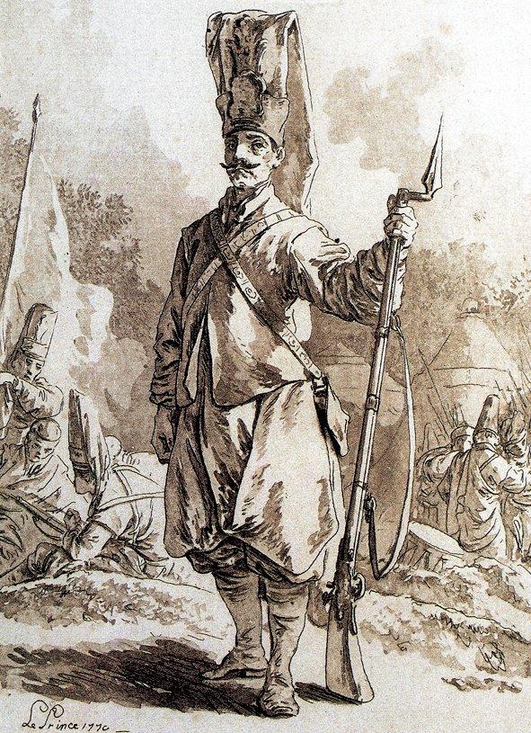 Jean Baptiste Le Prence’in 1770 tarihli Polonyalı yeniçeri askerinin tasviri (Varşova Ulusal Müzesi, Envanter nr. Gr. Pol. 13017)