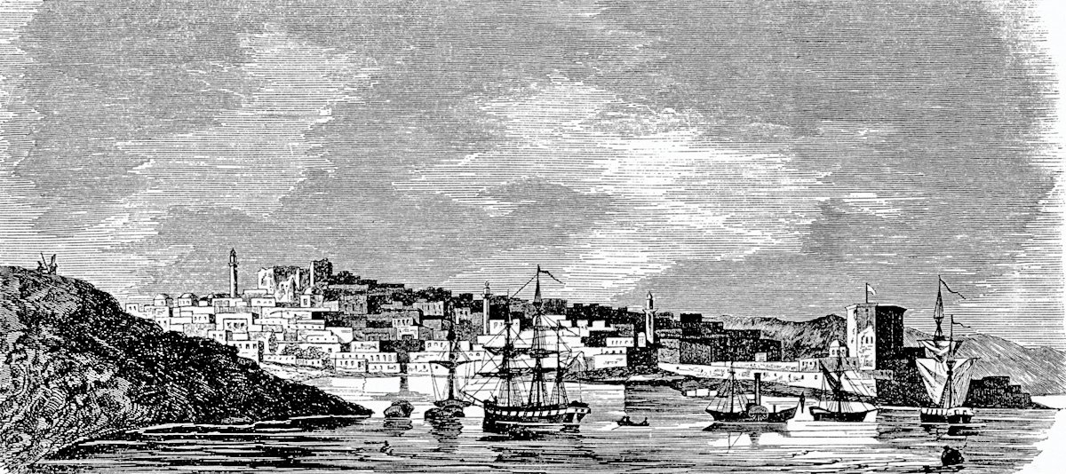 XIX. yüzyılda Bakü’yü gösteren bir gravür (J. Bezezin, Puteşestviye po Dagastanu Zakabkaz’yu, Kazan 1850)