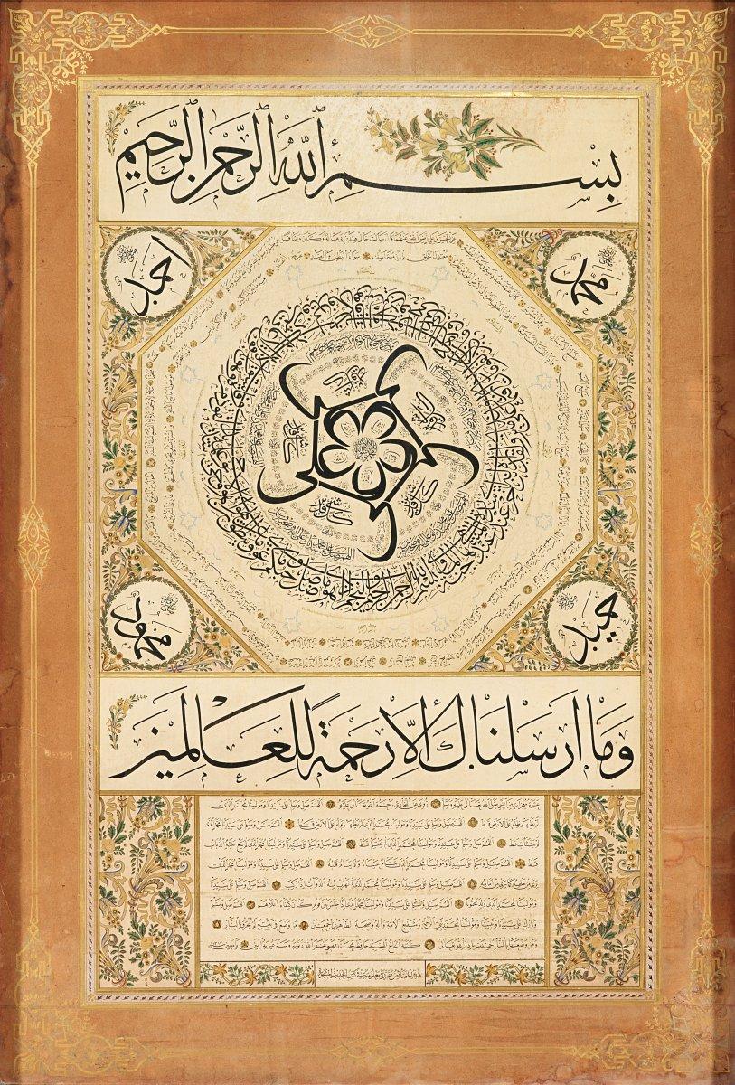 Gubârî hattıyla yazdığı büyük boy levhalarla tanınan Mehmed Fehmi Efendi’nin 1313 (1895-96) tarihli hilyesi (Cengiz Çetindoğan koleksiyonu)