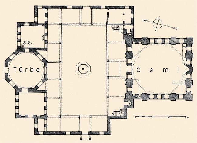 Emîr Sultan Camii ve Türbesi’nin planı