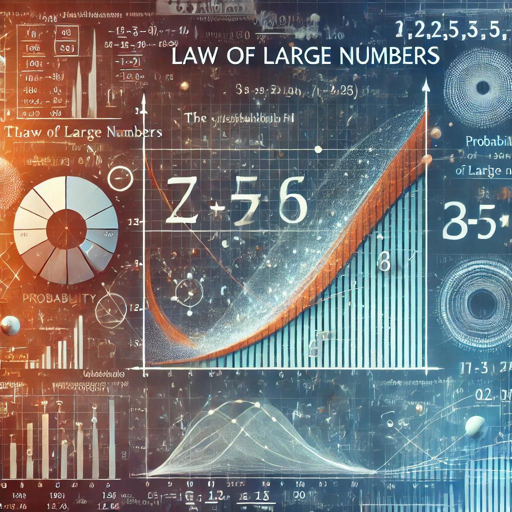 DALL·E 2025-02-13 01.45.19 - A visually engaging image illustrating the Law of Large Numbers in mathematics. The image should include a mathematical chart or graph showing how the.webp