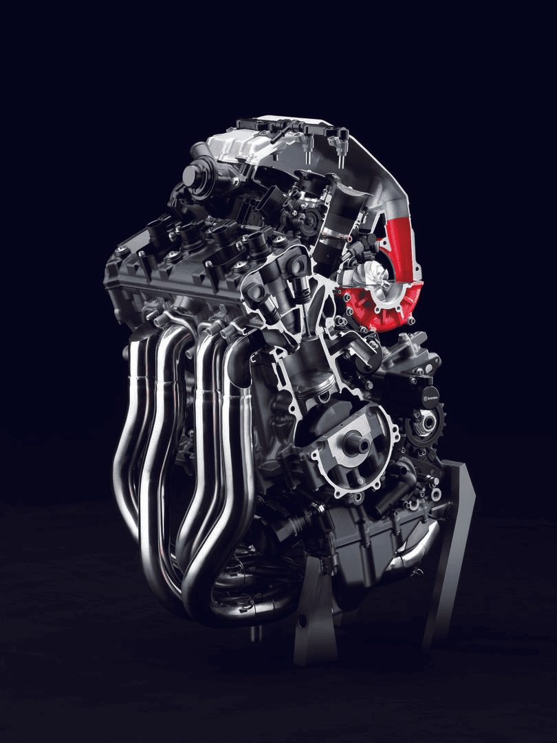 High-tensile steel trellis frame designed to transfer the high power and torque of the Ninja H2 series to the road.