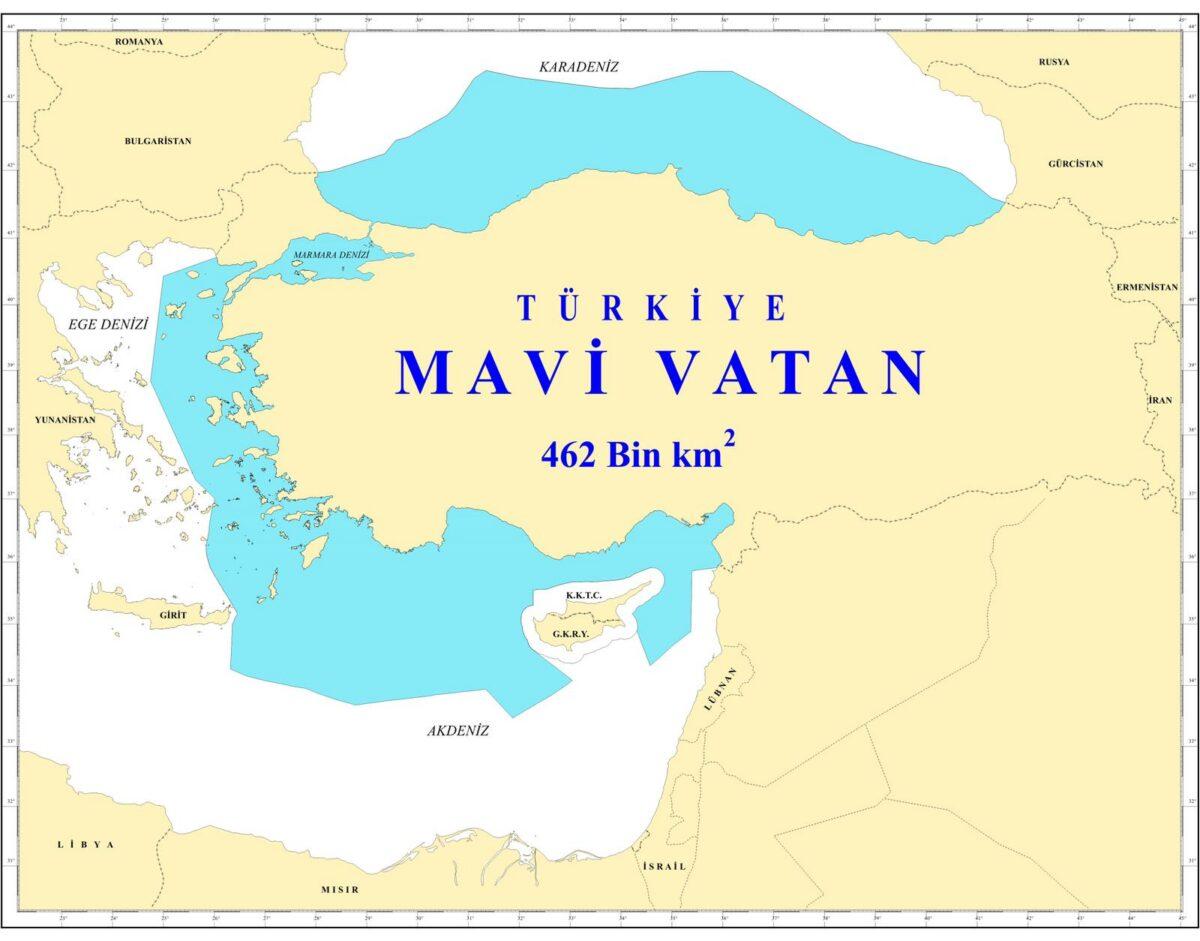 Cihat Yaycı tarafından çizilen Mavi Vatan Haritası